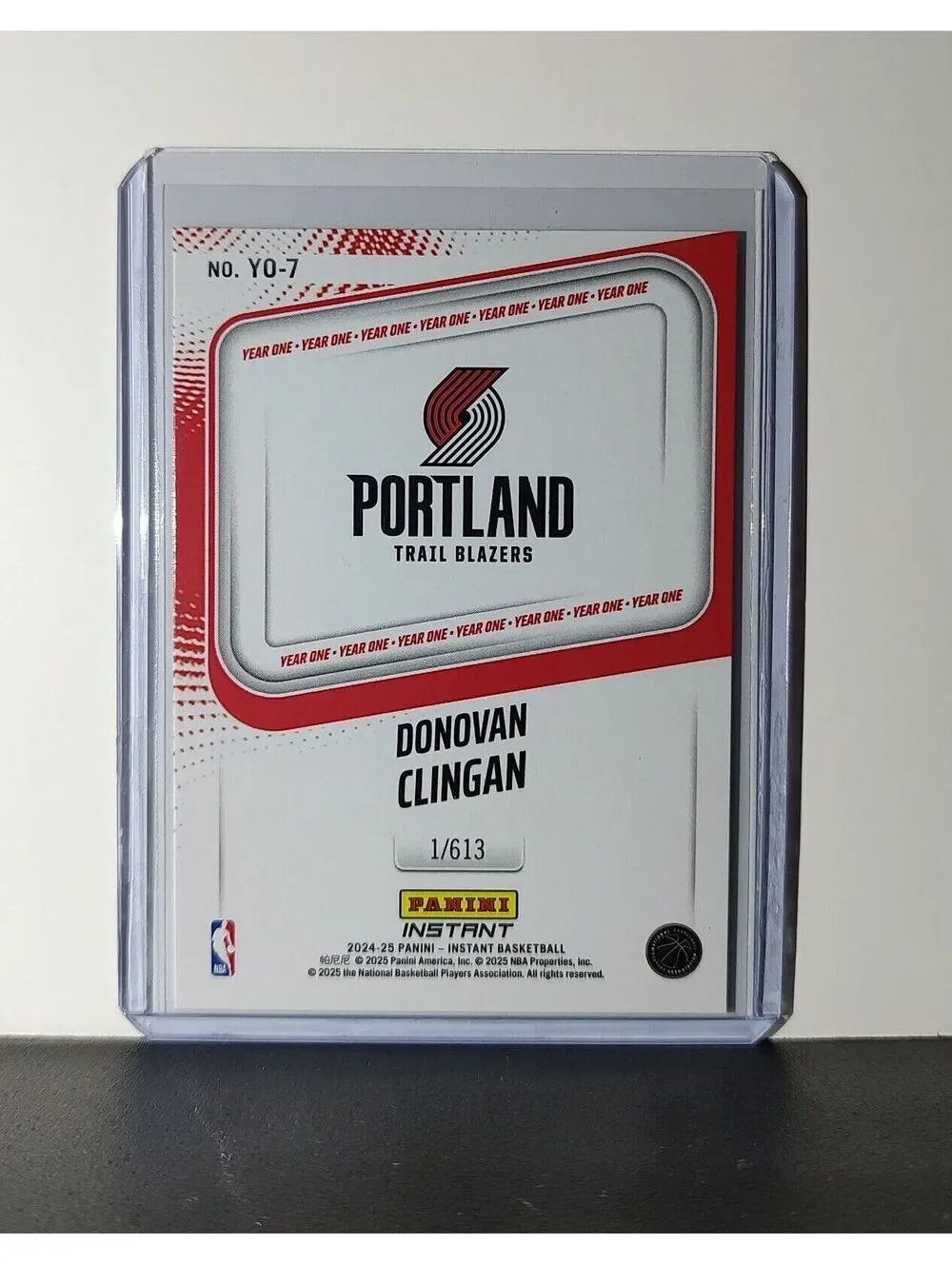 Donovan Clingan Rookie Card 2024-25 Panini Year One #7 Trail Blazers 1/613